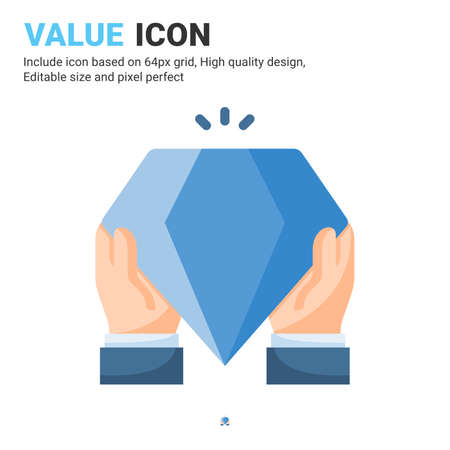 Value icon vector with flat color style isolated on white background. Vector illustration valuable, precious sign symbol icon concept for business, finance, industry, company, apps, web and projectのイラスト素材
