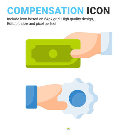 Compensation icon vector with flat color style isolated on white background. Vector illustration retribution sign symbol icon concept for business, finance, industry, company, apps, web and projectのイラスト素材