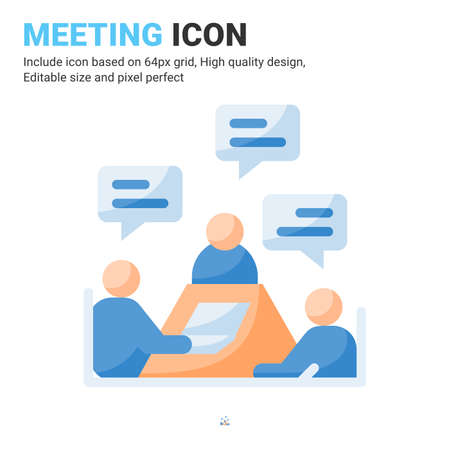 Meeting icon vector with flat color style isolated on white background. Vector illustration presentation sign symbol icon concept for business, finance, industry, company, apps, web and all projectのイラスト素材
