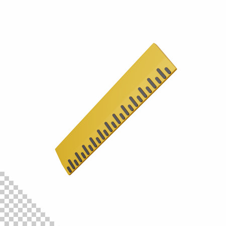 3d rendering ruler isolated useful for education, learning, knowledge, school and class designの写真素材