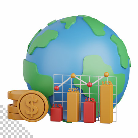 3d rendering economic growth isolated useful for banking, currency, finance and global businessの写真素材
