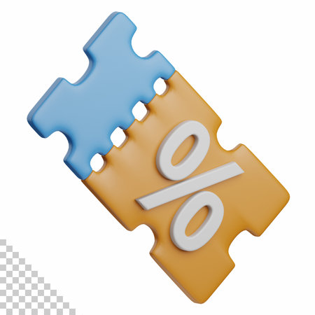 3d rendering coupon isolated useful for ecommerce, shopping and business online design illustrationの写真素材