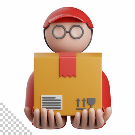 3d rendering delivery man isolated useful for ecommerce, shopping and business online designの写真素材