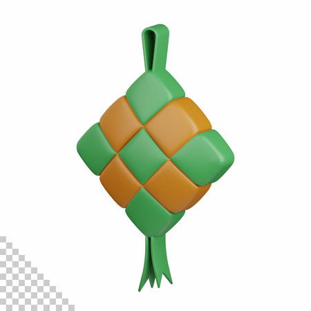 3d rendering ketupat isolated useful for muslim, religion, ramadan kareem eid al fitr designの写真素材