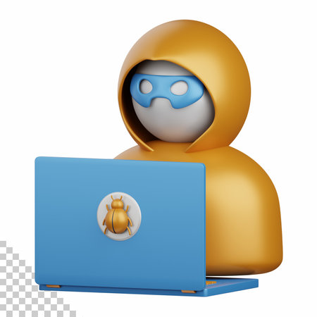 3d rendering hacker isolated useful for technology, programming, development, coding, software, app, computing, server and connection design elementの写真素材