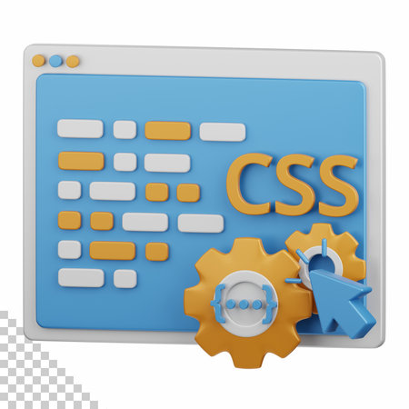 3d rendering css coding isolated useful for technology, programming, development, coding, software, app, computing, server and connection design elementの写真素材