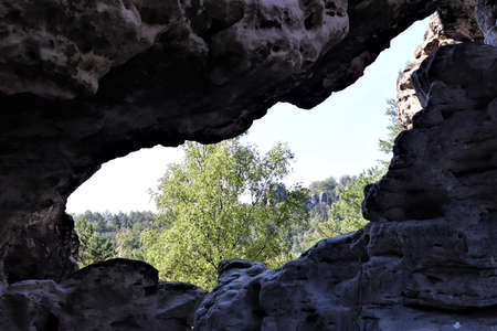 View Hole Stone On Mountainsの写真素材