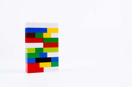 Toy brick system interlocking plastic bricksの写真素材