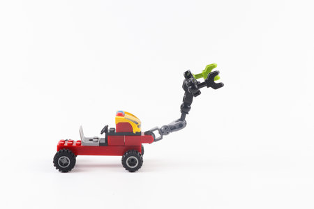 toy robot isolated on white background with clipping path and copy spaceの写真素材