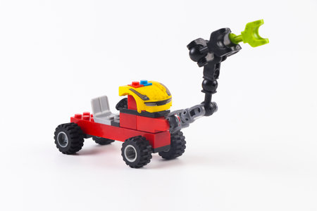 toy tractor on white background. toy tractor on a white backgroundの写真素材