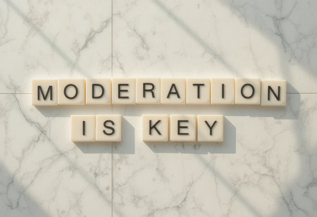 A visually appealing representation of a motivational quote "Moderation is Key" highlighting the importance of balance in life and wellness practices.の素材