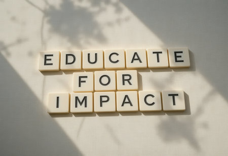 A powerful motivational message conveying the importance of education for fostering impact. This image captures the essence of growth and empowerment through learning.の素材