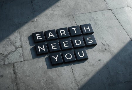 A powerful message calls for environmental awareness and action. It emphasizes the urgent need for individuals to engage in sustainability and conservation efforts for the planet's future.の素材