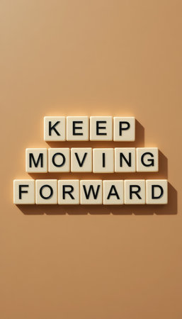 A minimalist composition featuring letters arranged to inspire action and progress. Ideal for themes around motivation and personal growth in various contexts.の素材