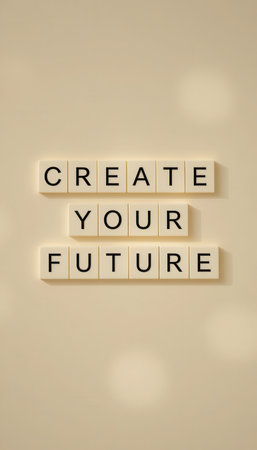 An inspiring text image featuring the words "Create Your Future" in a clean design. This minimalist art piece encourages positive thinking and motivation for personal growth.の素材