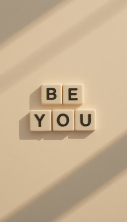 A captivating arrangement of letter tiles forming the phrase "BE YOU," symbolizing the importance of embracing individuality and authenticity in life. Ideal for motivational decor.の素材