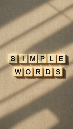 This image features simple words displayed using block letters against a soft background, accentuated by shadows, creating a serene and minimalist vibe.の素材