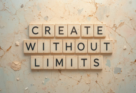 Discover a creative visual with the words "Create Without Limits." This inspiring image encourages boundless creativity and empowerment in personal endeavors.の素材