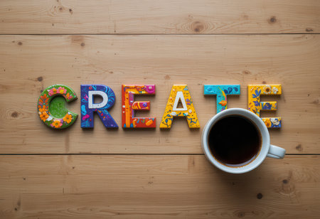 A vibrant arrangement of letters spellingの素材