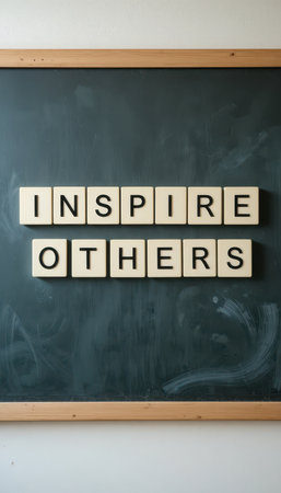 A motivational message displayed on a chalkboard, encouraging viewers to inspire others. Perfect for educational settings, personal development, or creative projects.の素材