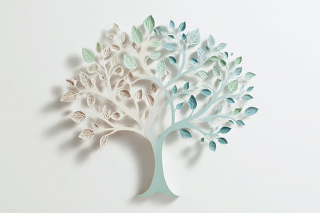 This elegant paper tree decor features intricate leaf designs in soft colors, perfect for enhancing any space with a touch of nature's beauty and creativity.の素材