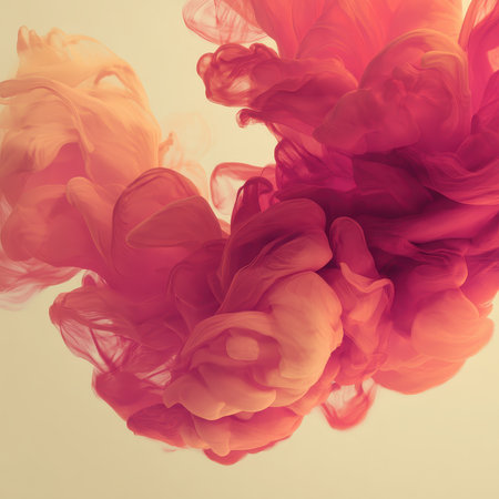 A mesmerizing abstract composition featuring colorful swirls of ink blending in water, creating a dynamic visual aesthetic filled with vibrant hues and fluid motion.の素材