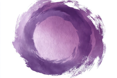 Vibrant abstract watercolor circle in purple tones, featuring dynamic brushstroke texture. Perfect for artistic designs, backgrounds, and modern projects.の素材