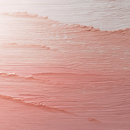 This abstract artwork features soft brush strokes in gentle coral and pink hues, creating a serene and elegant texture ideal for modern decor.の素材