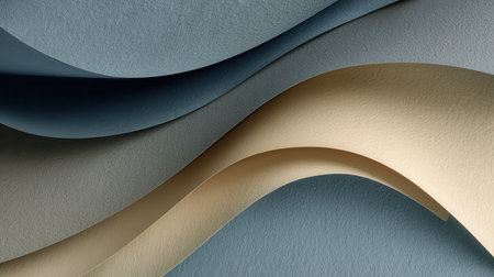 Explore the beauty of abstract wave patterns featuring soft blue and beige tones. This artistic design creates a soothing and elegant backdrop, perfect for modern decor.の素材