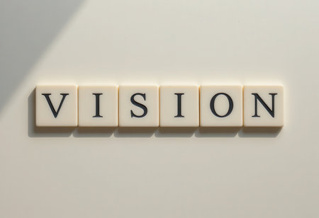 This image showcases the word "vision" in stylish letters, embodying creativity and clarity. Ideal for concepts related to forward-thinking, inspiration, and motivation.の素材