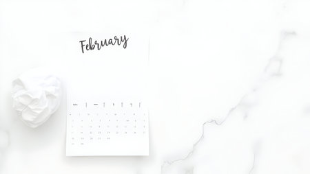 Top view of calendar pagele background with crumpled paperの素材