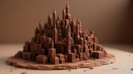 Miniature of the city. Model of the city made of clayの素材