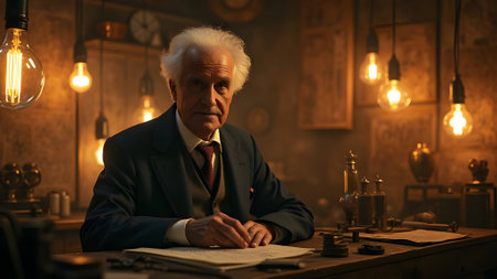 Portrait of a senior judge sitting at his desk in his courtroom.の素材
