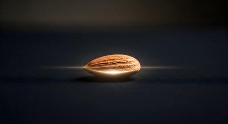 Almond on a dark background close-up. 3d renderingの素材