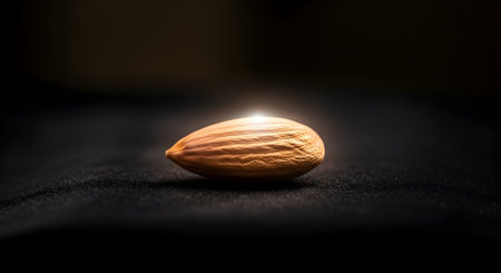 Almond on a black background. Conceptual image of healthy food.の素材