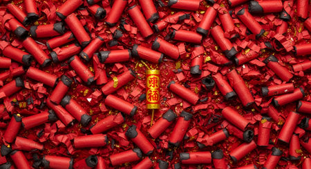 Chinese New Year Red Firecrackers for Chinese New Year Celebration.の素材