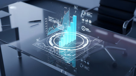 3D rendering of a business intelligence (BI) concept with a pie chartの素材