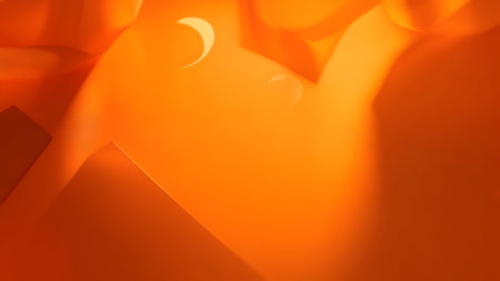 Orange abstract background with geometric shapes. 3d rendering, 3d illustration.の素材
