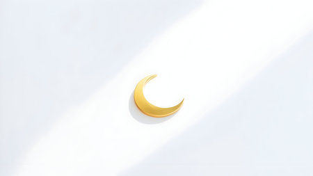 Crescent moon on a white background. Ramadan Kareem concept.の素材