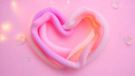 Pink heart shape on a pink background. 3d rendering, 3d illustration.の素材