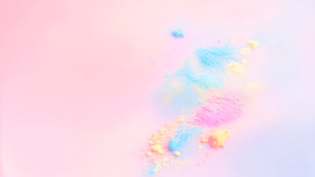 Colorful powder explosion on pink background. Abstract colorful powder explosion on pink background.の素材