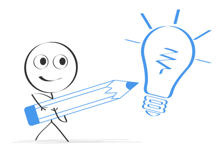 Person drawing light bulbのイラスト素材