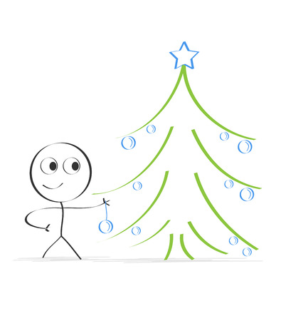 Decorate the Christmas Treeのイラスト素材