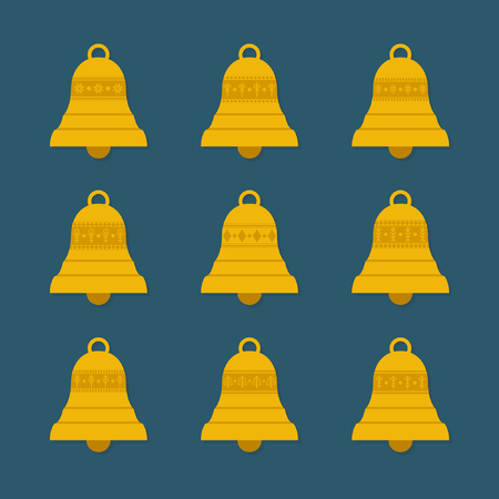 Flat Collection of Christmas bellのイラスト素材