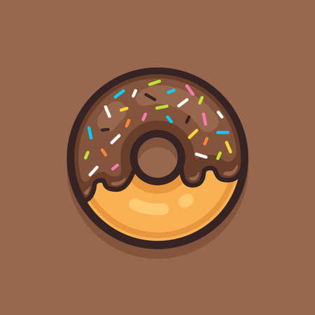 Chocolate donut meses in vector illustration.のイラスト素材