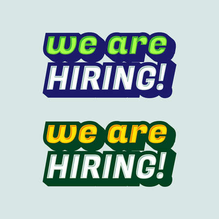 We are hiring label design template. Employee recruitment text sticker design.のイラスト素材