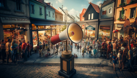 Megaphone in the vintage old townの素材