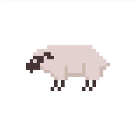 pixel art illustration draw artwork character icon symbol of sheep animalのイラスト素材
