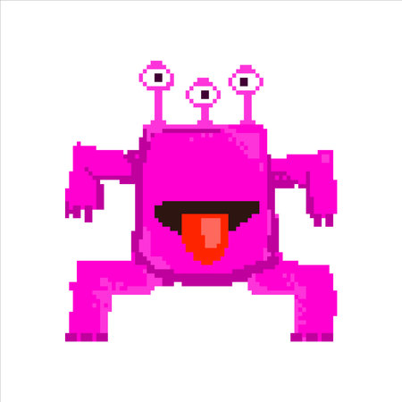 pixel art illustration draw artwork design character icon symbol of alien monster video gameのイラスト素材