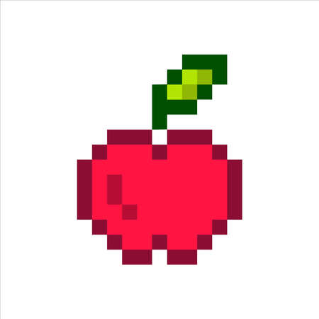 pixel art illustration draw artwork character icon symbol of apple fruitsのイラスト素材